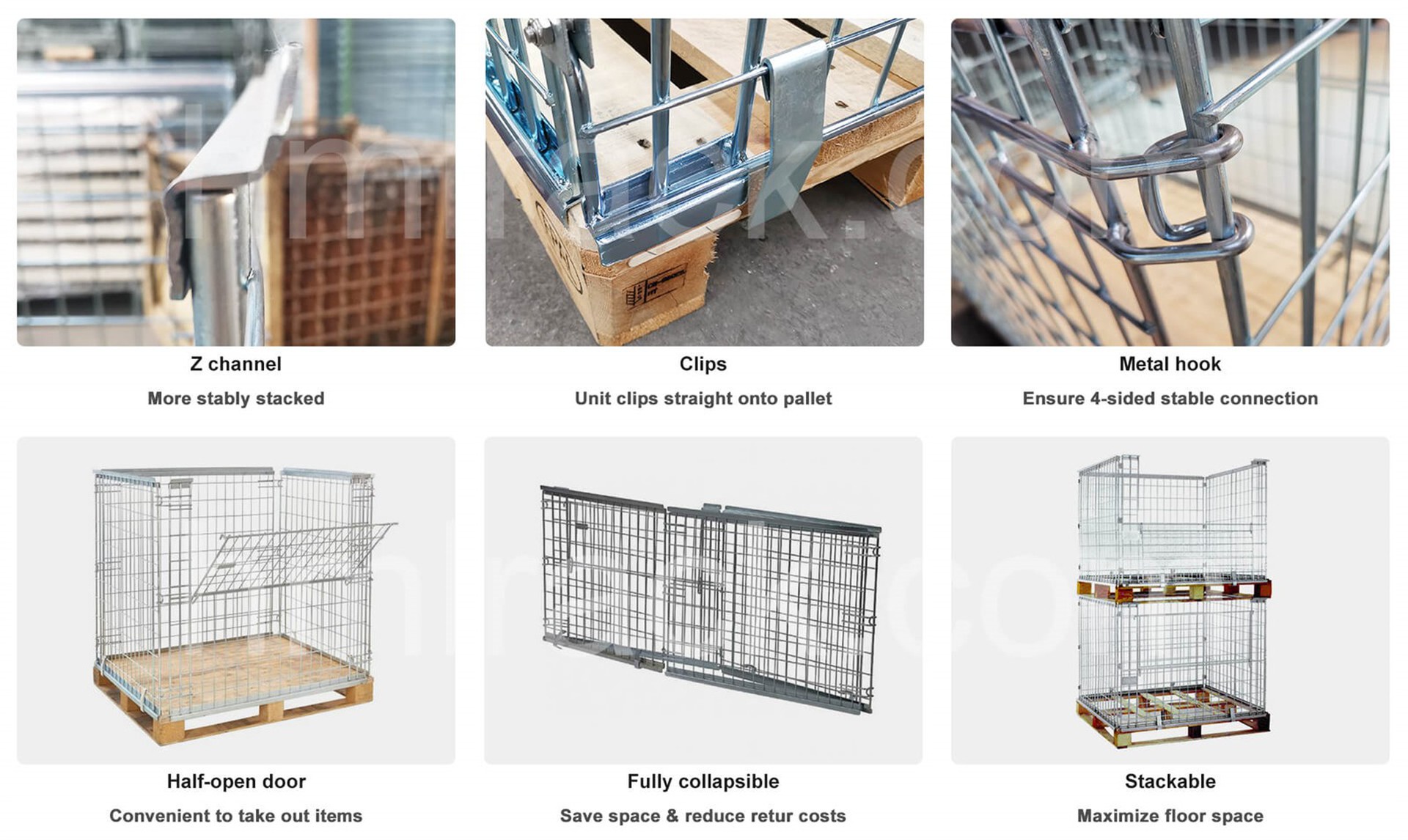 Details stacking warehouse cage pallet Details stacking warehouse cage pallet